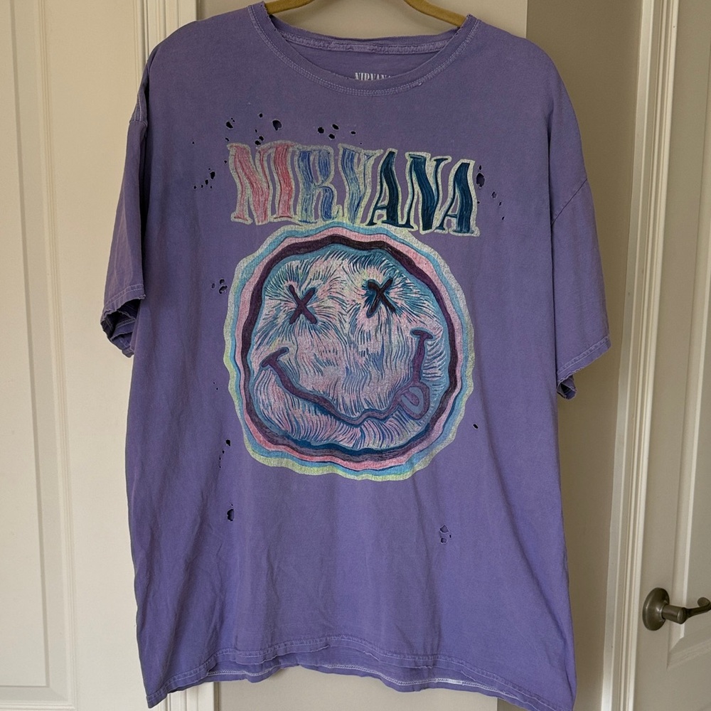 NIRVANA Purple Graphic Tee - Short Sleeve, good used condition. S/M